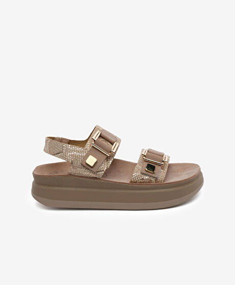 Kadın Pembe Yılan Hakiki Deri Sandalet