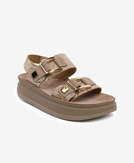 Kadın Pembe Yılan Hakiki Deri Sandalet