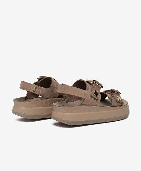 Kadın Kahverengi Nubuk Hakiki Deri Sandalet