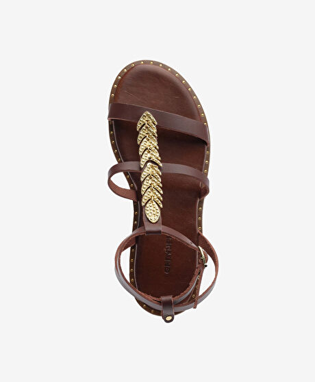 Kadın Kahverengi Hakiki Deri Sandalet