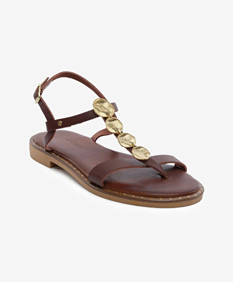 Kadın Kahverengi Hakiki Deri Sandalet