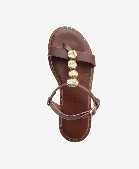 Kadın Kahverengi Hakiki Deri Sandalet