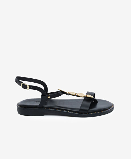 Kadın Siyah Hakiki Deri Sandalet