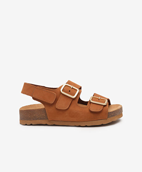 Kız Çocuk Sigaro Hakiki Deri Nubuk Sandalet