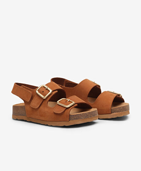 Kız Çocuk Sigaro Hakiki Deri Nubuk Sandalet