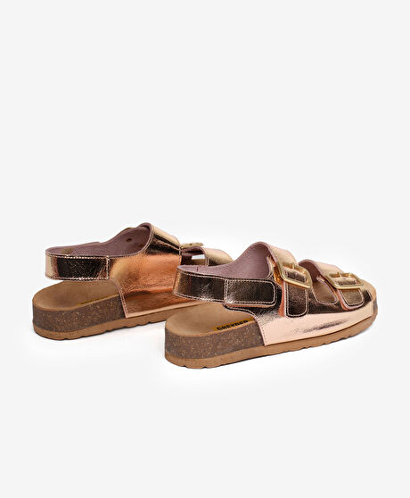 Kız Çocuk Hakiki Deri Bakır Sandalet