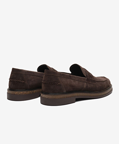Erkek Kahverengi Hakiki Deri Loafer Ayakkabı