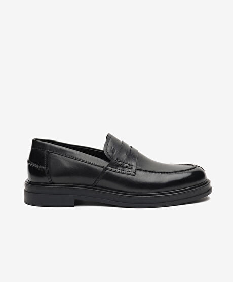 Erkek Siyah Hakiki Deri Loafer Ayakkabı