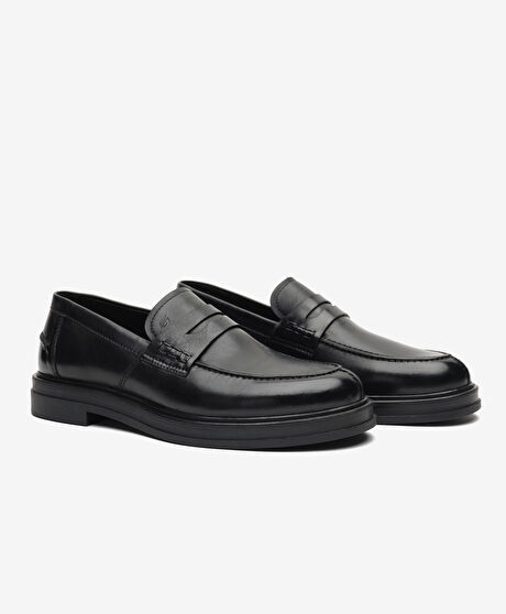 Erkek Siyah Hakiki Deri Loafer Ayakkabı