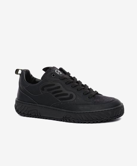 Erkek Siyah Hakiki Deri Sneaker Ayakkabı