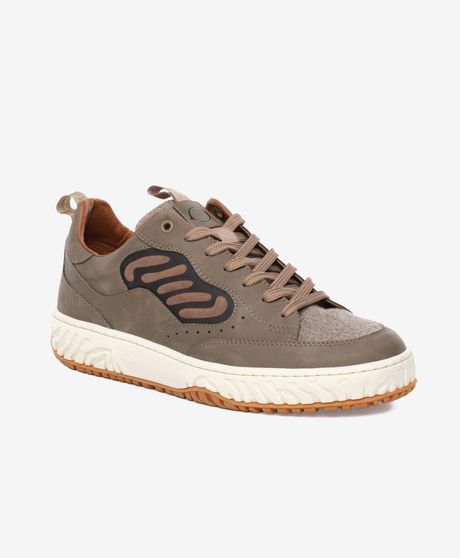 Erkek Vizon Hakiki Deri Sneaker Ayakkabı