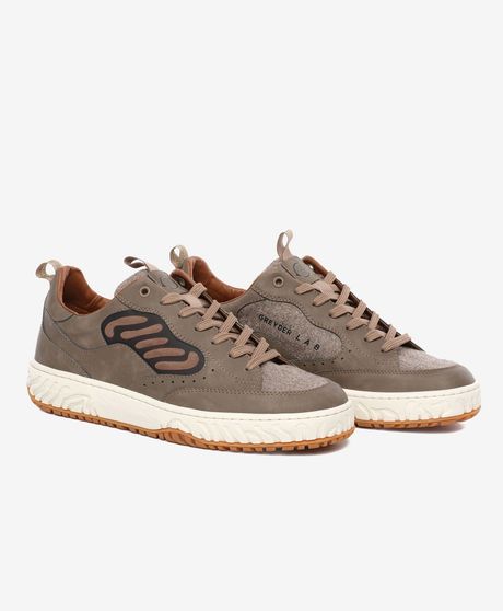 Erkek Vizon Hakiki Deri Sneaker Ayakkabı