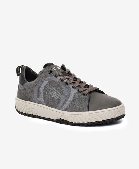 Erkek Gri Hakiki Deri Sneaker Ayakkabı
