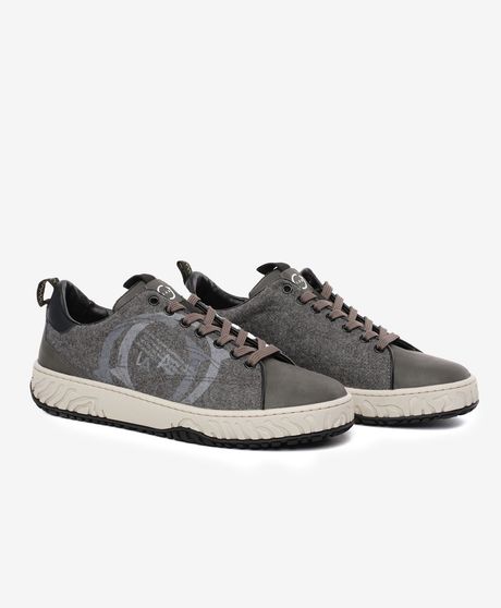 Erkek Gri Hakiki Deri Sneaker Ayakkabı