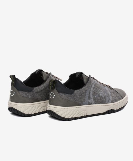 Erkek Gri Hakiki Deri Sneaker Ayakkabı