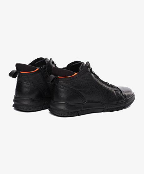 Erkek Siyah Hakiki Deri Sneaker Bot