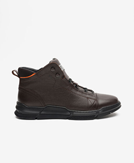 Erkek Kahverengi Hakiki Deri Sneaker Bot