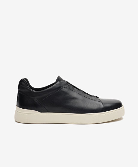 Erkek Siyah Hakiki Deri Sneaker Ayakkabı