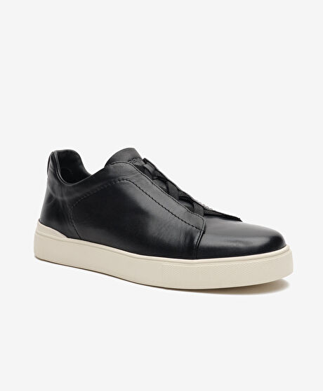 Erkek Siyah Hakiki Deri Sneaker Ayakkabı