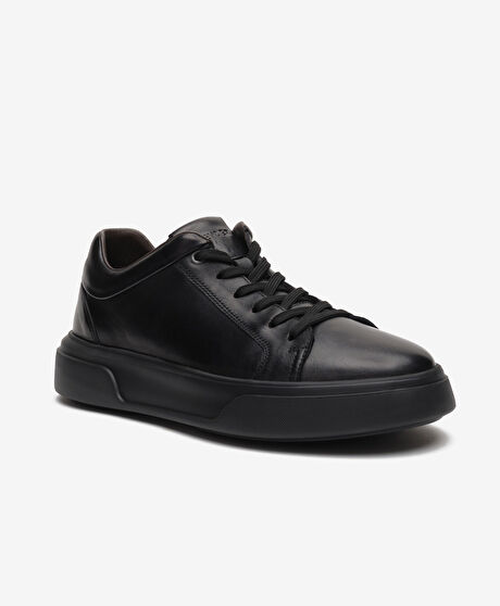 Erkek Siyah Hakiki Deri Sneaker Ayakkabı