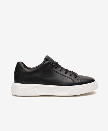 Erkek Siyah Hakiki Deri Sneaker Ayakkabı
