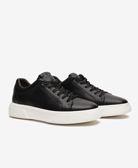 Erkek Siyah Hakiki Deri Sneaker Ayakkabı