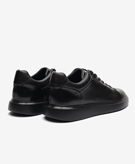 Erkek Siyah Hakiki Deri Sneaker Ayakkabı