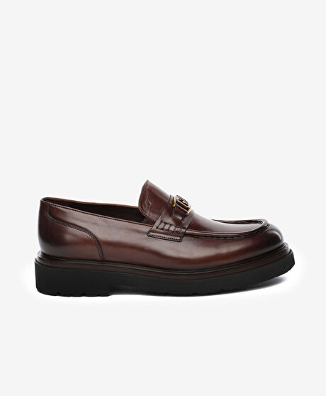 Erkek Kahverengi Hakiki Deri Loafer Ayakkabı
