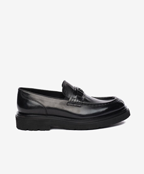 Erkek Siyah Hakiki Deri Loafer Ayakkabı