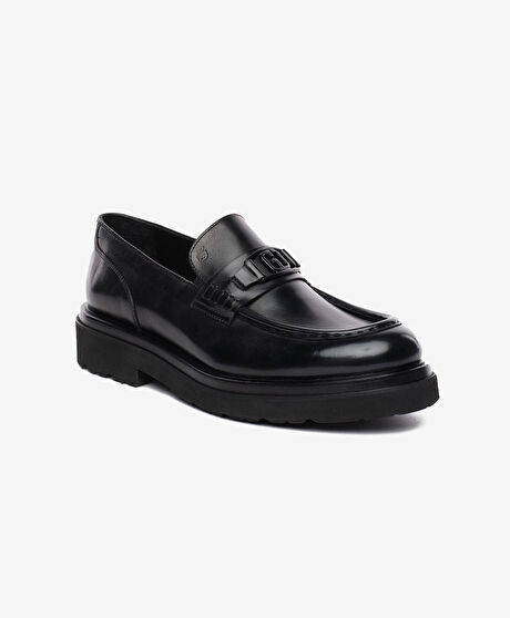 Erkek Siyah Hakiki Deri Loafer Ayakkabı