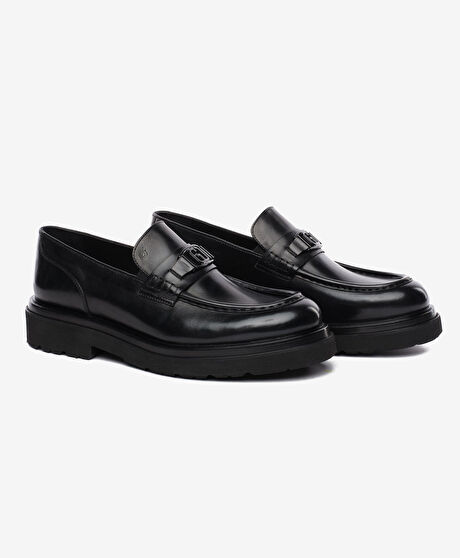 Erkek Siyah Hakiki Deri Loafer Ayakkabı