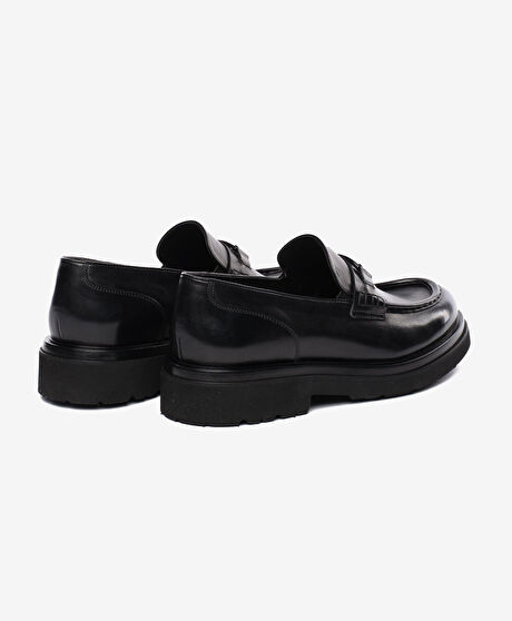 Erkek Siyah Hakiki Deri Loafer Ayakkabı