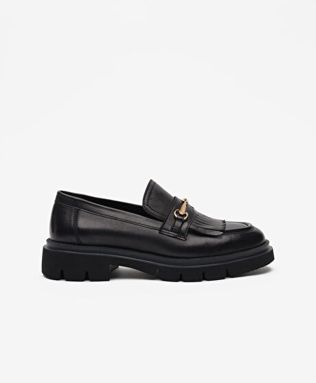 Kadın Siyah Hakiki Deri Loafer Ayakkabı