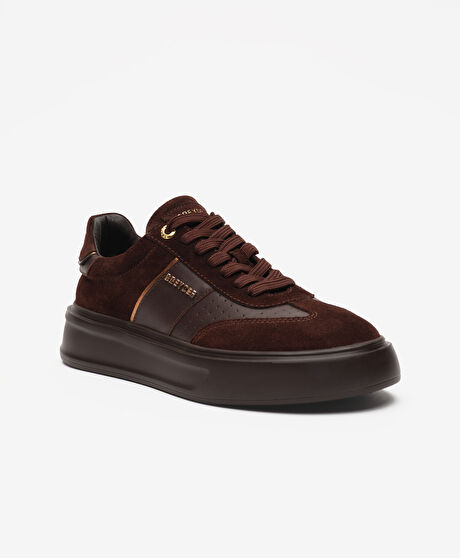 Kadın Kahverengi Hakiki Deri Sneaker Ayakkabı