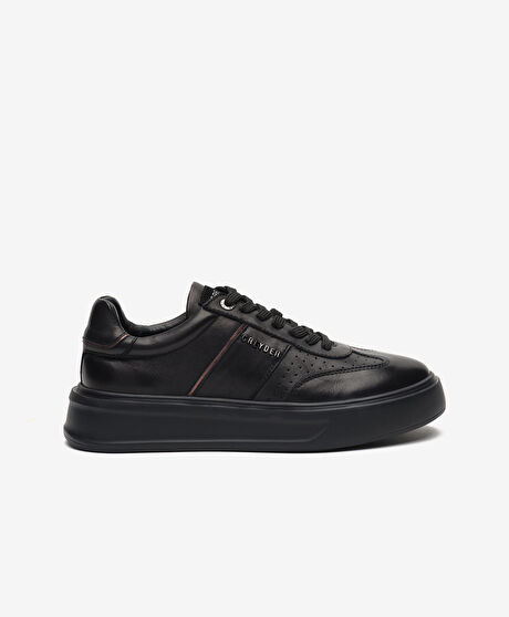 Kadın Siyah Hakiki Deri Sneaker Ayakkabı