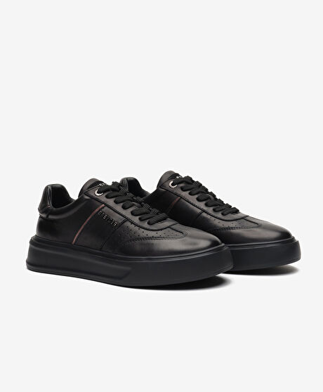 Kadın Siyah Hakiki Deri Sneaker Ayakkabı