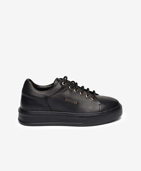 Kadın Siyah Hakiki Deri Sneaker Ayakkabı