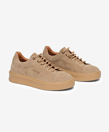 Kadın Vizon Hakiki Deri Sneaker Ayakkabı
