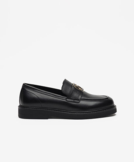 Kadın Siyah Hakiki Deri Loafer Ayakkabı
