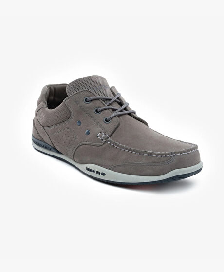 Erkek Gri Hakiki Deri Marine Ayakkabı