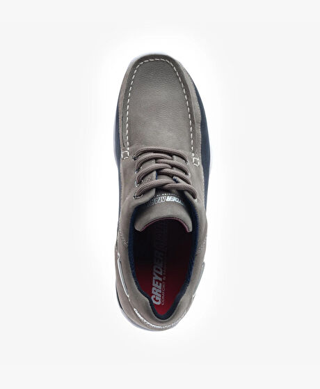 Erkek Gri Hakiki Deri Marine Ayakkabı