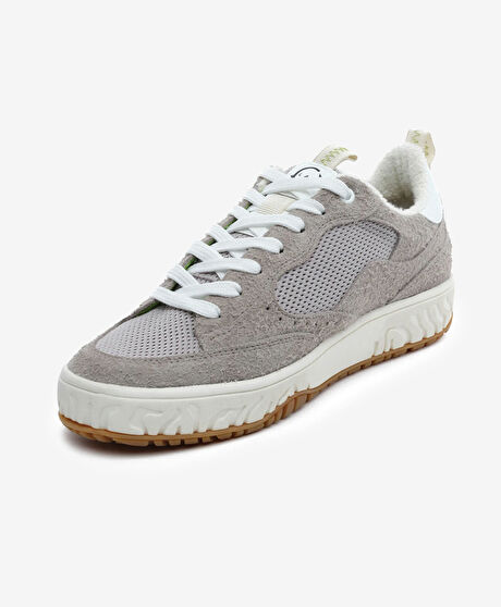 Erkek Gri Hakiki Deri Sneaker Ayakkabı