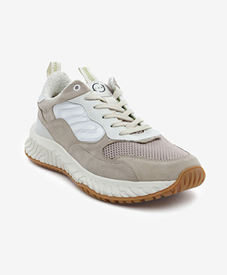 Erkek Ekru Hakiki Deri Spor Ayakkabı