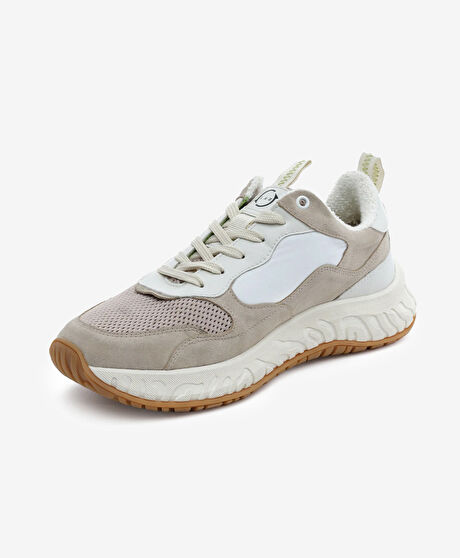 Erkek Ekru Hakiki Deri Spor Ayakkabı