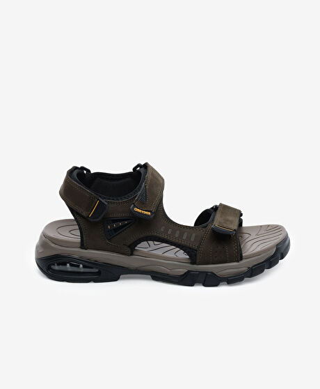 Erkek Haki Hakiki Deri Sandalet