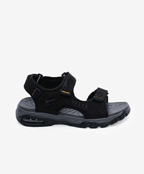 Erkek Siyah Hakiki Deri Sandalet