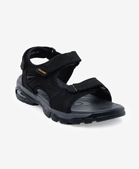 Erkek Siyah Hakiki Deri Sandalet