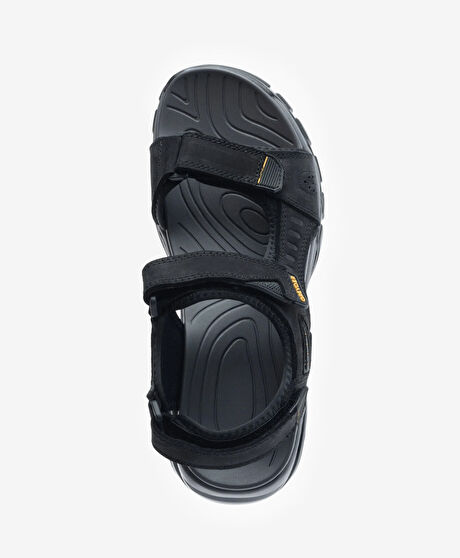 Erkek Siyah Hakiki Deri Sandalet