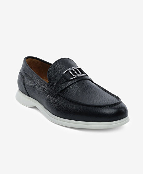 Erkek Siyah Hakiki Deri Loafer Ayakkabı