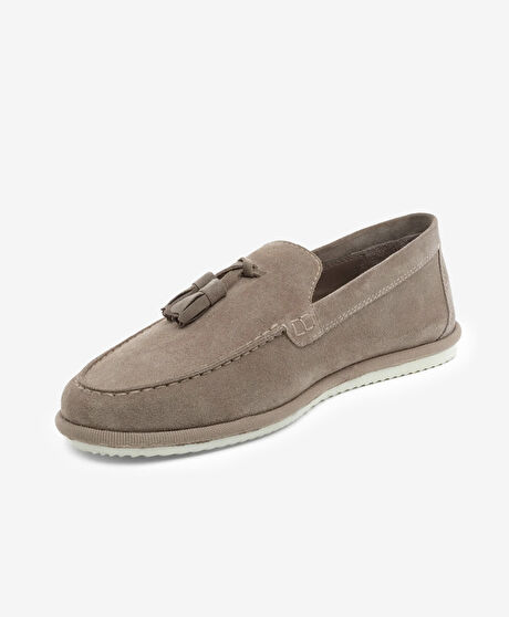 Erkek Vizon Hakiki Deri Loafer Ayakkabı